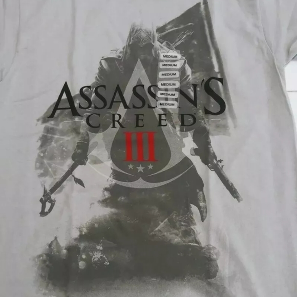 Assassins Creed Shirt Mens M Gray Graphic tee Short Sleeve Gamer Pop Art - Picture 7 of 7